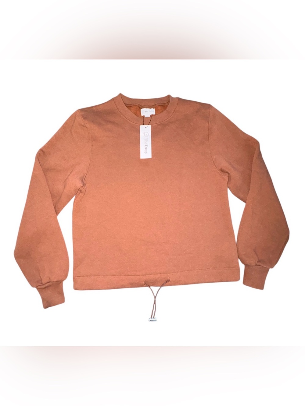 NWT The Drop Nellie Cinch-Hem Sweatshirt Chocolate Brown XXS
